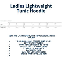 HYB Ladies Lightweight TUNIC Hoodie DM493