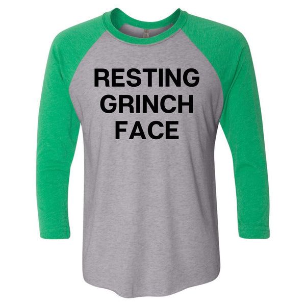 Resting Grinch Face Raglan Christmas Tees