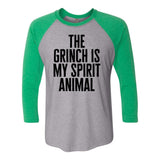 Grinch is My Spirit Animal Face Raglan Christmas Tees